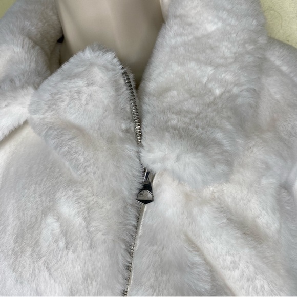 Nine West Cream Faux Fur Moto Jacket Coat Size Large L - Picture 6 of 16